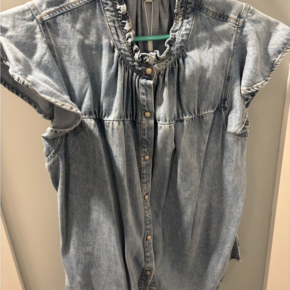 Rails Faded Indigo Button-Down Blouse